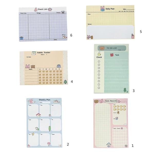 100 ark Kaniner Ugentlig Plan Dyr Memoblok Selvklæbende Sticky Notes Bjørn Sticky Notes til Studerende Kontorarbejdere bear