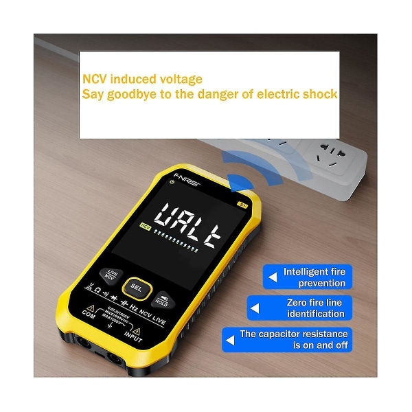 S1 Smart Digital Multimeter 9999 Tellinger AC Motstand Kondensator Diode NCV Hz Live Wire Display Te