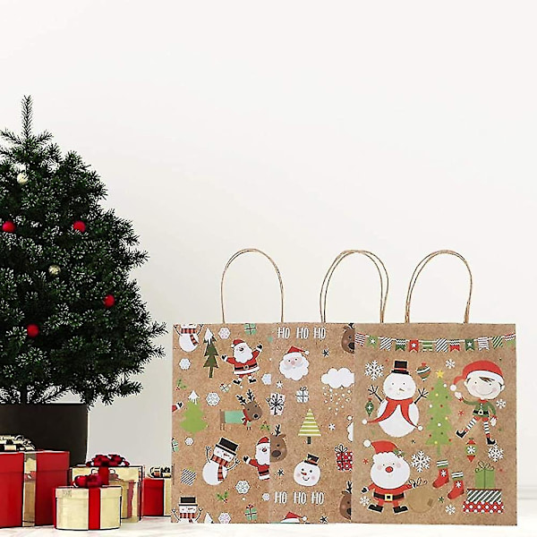 12 Stykker Juleposer Gaveposer Kraftpapir Festposer Juleposer Papir
