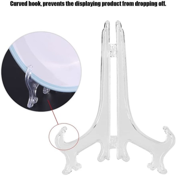 10 st Fällbara Plasttallrikshållare, Vit Tallriksbildram Dekorativ Visningsställ Hållare (17,5 cm)
