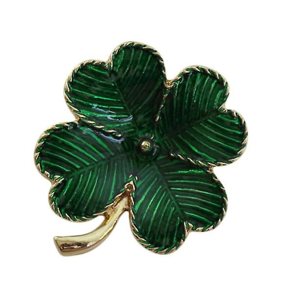 Shamrock Guldpläterad Fyrblad Brosch Klöver Retro Slipstift St. Patricks Day Tillbehör (grön)