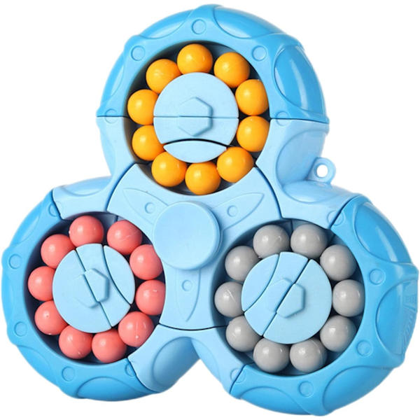 Seks-sidet roterende finger Rubik's Cube - Seks-sidet afstressende finger roterende legetøj - Puslespil afstressende puslespil spil sanse legetøj (Blå) blue