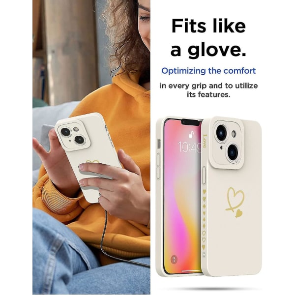 Iphone 14 Plus Case Silikone Hjerte Side 6,7 tommer, hvid