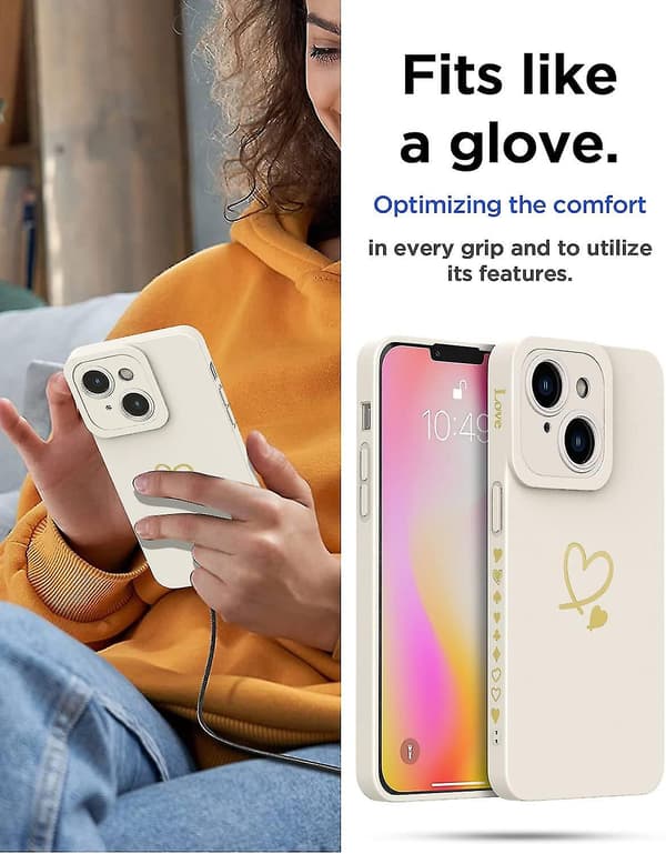 iPhone 14 Plus Silikondeksel Hjerte Side 6,7 Tommer, Hvit