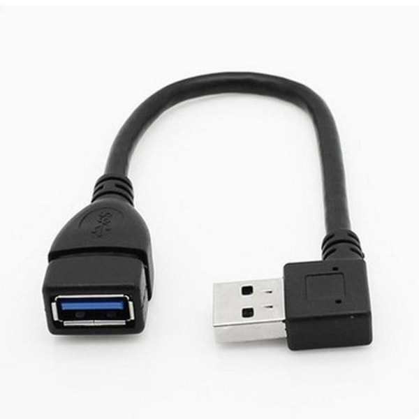 2x USB 3.0 vinkel 90 graders förlängningskabel hane till hona adaptersladd Data höger
