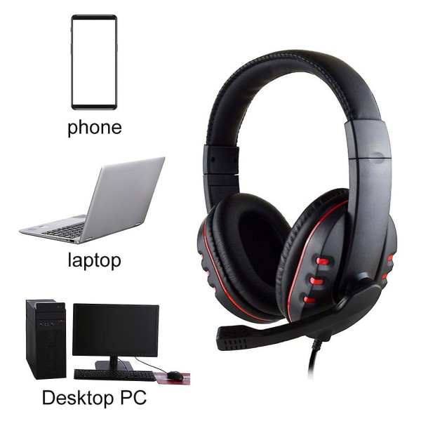 3,5 mm Gaming Headset Stereo Sound Computer Laptop Kablet Hovedtelefon