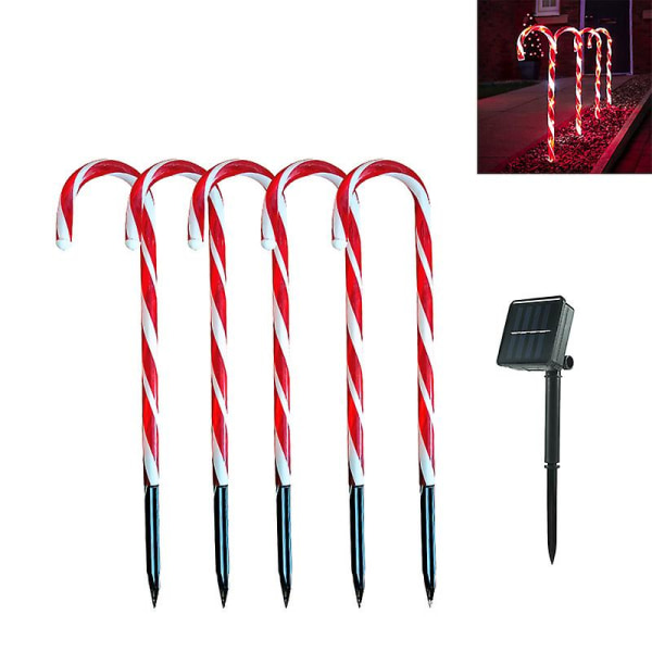 Candy Cane Utendørs Landskapslys, 5 Pakke 40 Varme Leds Lystede Julebane Strengelys