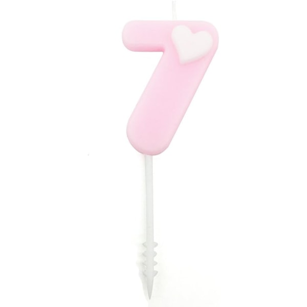 Baby fødselsdagskage Topper Nummer 7 stearinlys, Pink (Nummer 7, Pink) Pink Love Candle 7