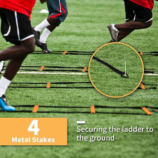 Agility Ladder Speed Ladder 6M 12-Rung med 10 kjegler og 4 plugger