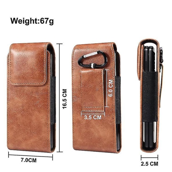 Läderbältesklämma Telefonholster Midjehängande Fickfodral Kompatibel Samsung Galaxy Z Fold 4/z Fold 3 Brown