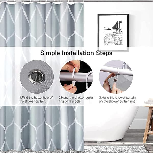 Wekity Grå Duschdraperi i Tyg, Vattentät Design och Polyester, Duschdraperisets för Badrum 72x72, Hållbart och Tvättsbart