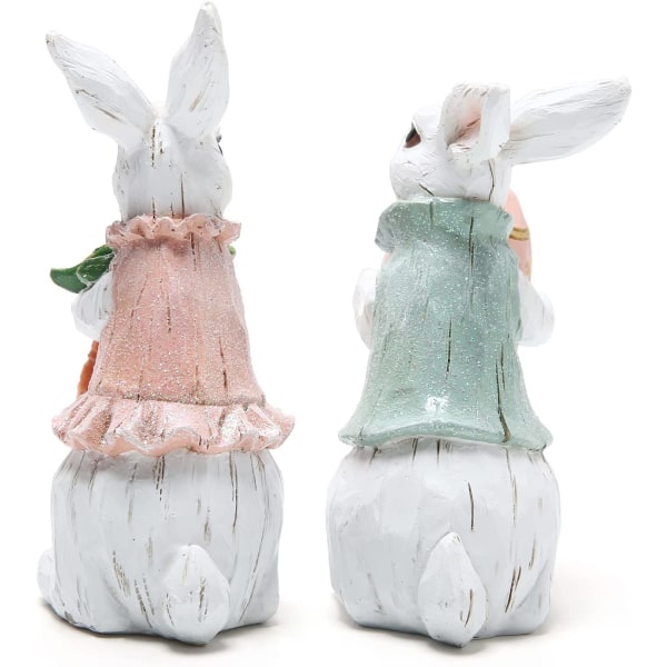 Påskehare-pynt Vår hjemmeinnredning kaninfigurer (Hvit påskehare 2 stk)