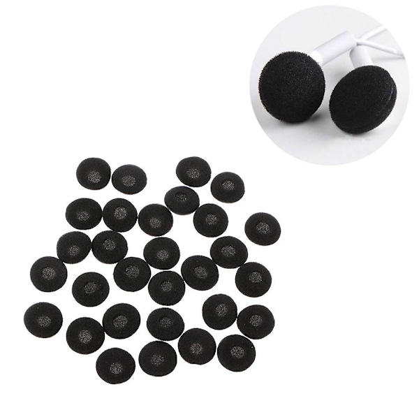 30 kpl 15 mm pehmeitä sienen korvatyynyjä korvanappi-kuulokkeiden vaihtoon MP3-, MP4-, matkapuhelin- ja muille laitteille