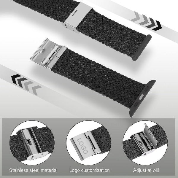 Kompatibel med Apple Watch-remmer 38 mm 40 mm 41 mm, strekkbare flettede elastiske sløyfer for kvinner Menn erstatning sportsarmbånd med buc i rustfritt stål