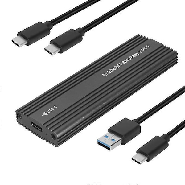 10Gbps NVME/SATA Dual Protocol SSD -kotelo SSD-kotelo USB 3.1 Type to M.2 NGFF PCIe SSD Ulkoinen kotelo - Musta