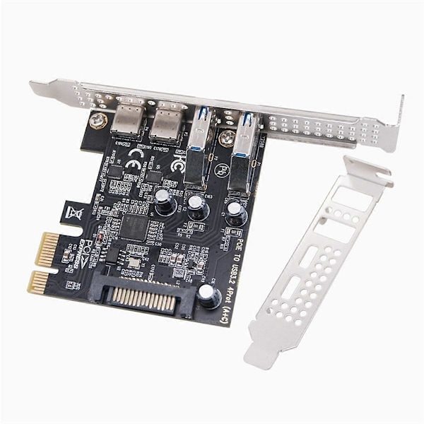 Type C USB 3.2 Gen1 5Gbps PCIE -korttisovitin PCI Express -kortti 2xUSB A -portti+2xType-C-portti/USB3.2 PCI-E -laajennuskortti