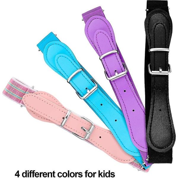 4 stk Justerbart elastisk belte for barn med lærlås for jenter og gutter