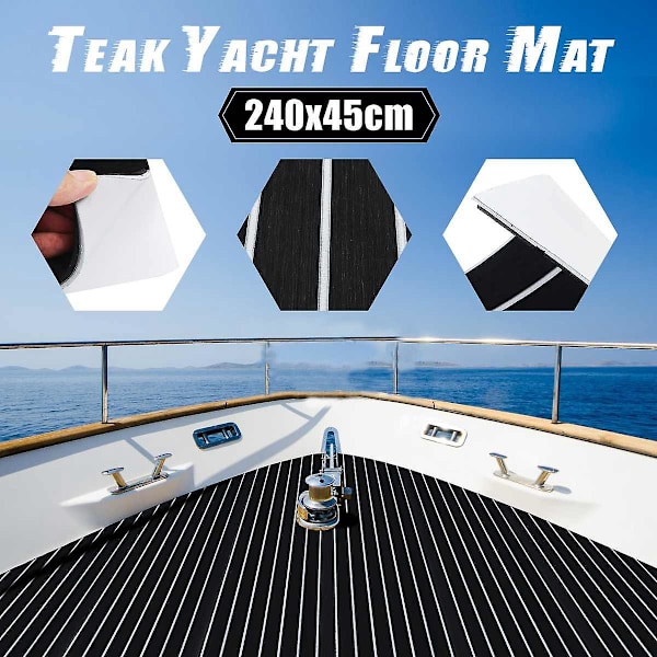 Självhäftande Eva-skum Teakdäck Yachtbåtsgolv Syntetisk Båtgolvmatta 2400x450x6mm
