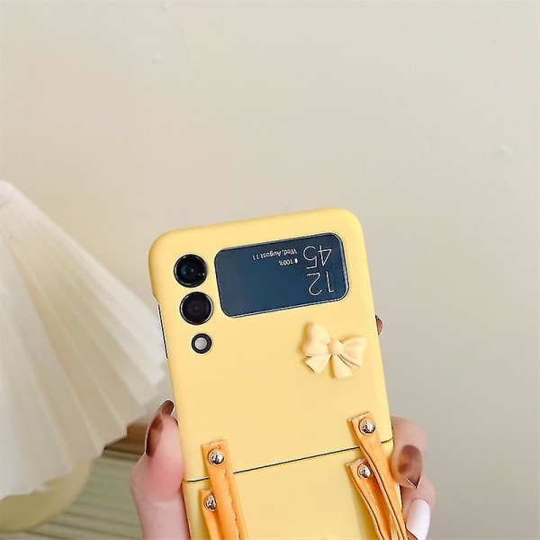 Härlig björnfluga enfärgad case kompatibel Samsung Z Flip 4 med dubbel handrep Yellow