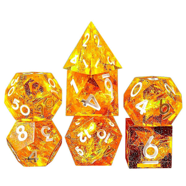 Polyhedrisk Terning Sæt 7 Dele Skarpe Håndlavede Terninger Med Skarpe Kanter Til Rpg Bordspil Pathfinder