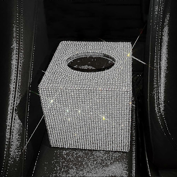 Kvadratisk Vävnadsask Bling Bling Kristall Strass Vävnadsbehållare Glimmande Vävnadsförvaringsask Mode Skrivbordsdekoration Vävnadsarrangör För Bil Hem