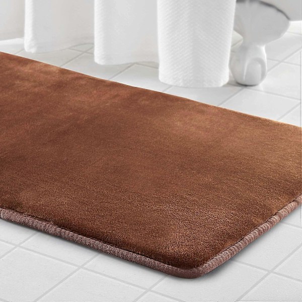 Badrumsmatta i Memory Foam Halkfri Absorberande Supermysig Sammet Badrumsmatta (50 cm x 81 cm, Brun)