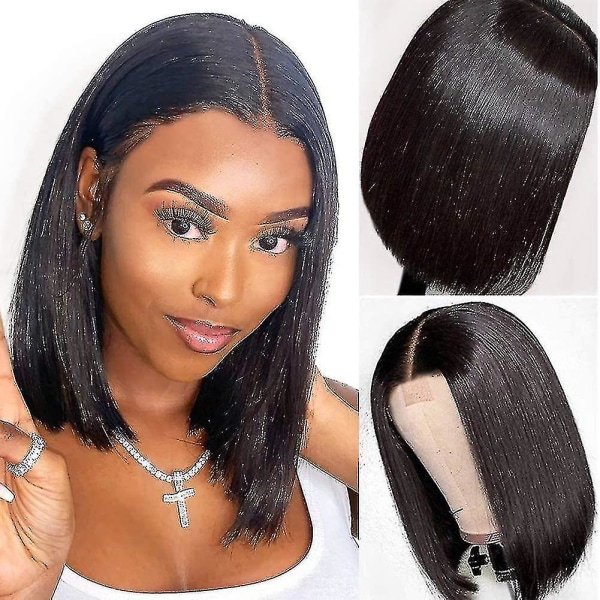 Shortstraight Wigs For Women Natural Small Lace Hairline Synthetic Yaki Hair