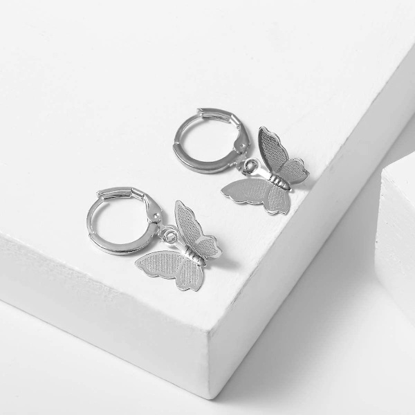 Fjärilsörhängen Elegant Animal Dangle Charm Örhängen Fjäril Huggie Drop Örhängen För Kvinnor Flickor