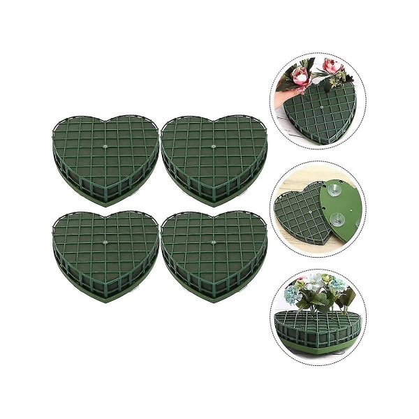 4 kpl Sydämenmuotoiset vaahtomuovilohkot Vihreä kukka savi Sydämenmuotoiset tiilet Keinotekoiset Imukupilla