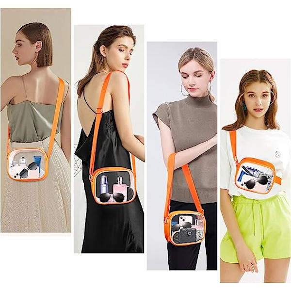 Gjennomsiktig crossbody-veske, stadion-godkjent gjennomsiktig veske for konserter, sportsarrangementer og festivaler Orange