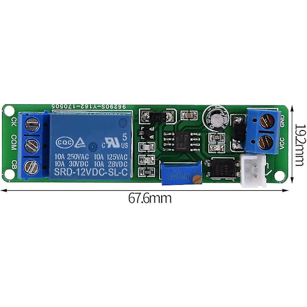 DC 12V Timer Switch Modul, Høj Præcision Justerbar Forsinkelse