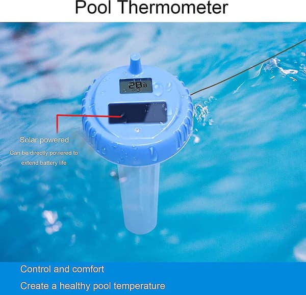 Nemt at aflæse flydende pooltermometer, trådløs vandtermometer med solenergi til svømning