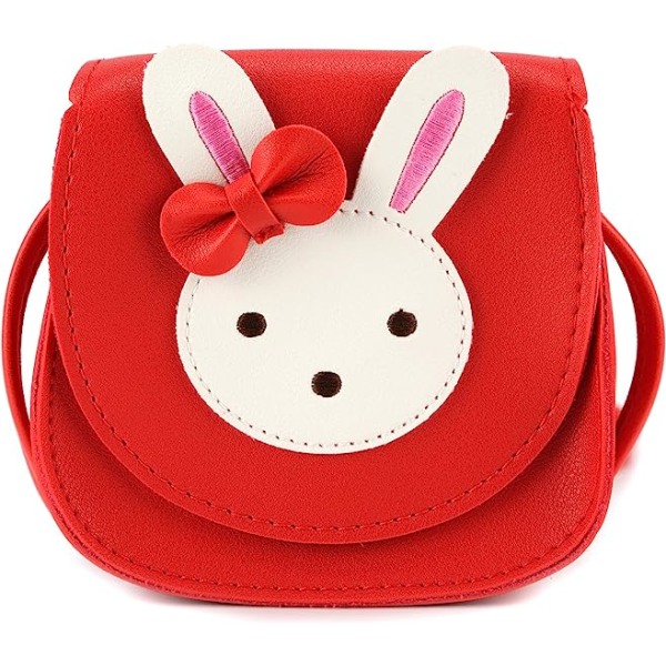 Little Rabbit Ear Bow Crossbody-väska, PU-axelhandväska för barn, flickor, toddler red