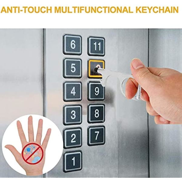 2-pak No Touch døråbner, berøringsfri døråbner Berøringsfrit sikkert berøringsværktøj med stylusfunktion til udendørs offentlig dørhåndtag Touchscreen-knap