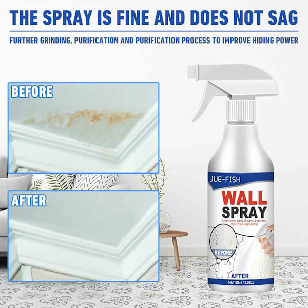 Mångsidig väggreparationsfärg Väggsprayfärg Skydd Vattenbaserad färg Graffitirenovering Fläckreparationsfärg Självspray (60 ml)