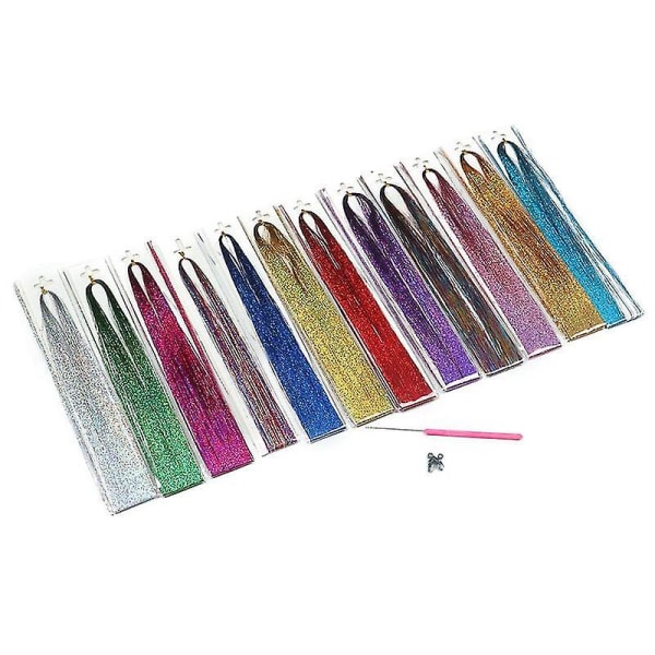 Hair Tinsel Strands med 12 farver Hair Tinsel Strands Kit,
