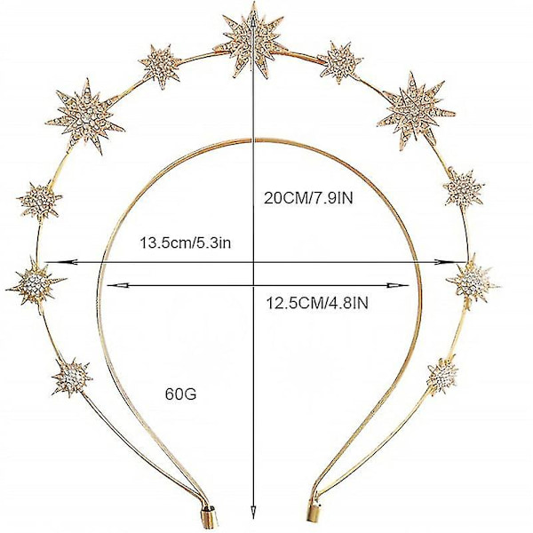 Halo Crown Hodebånd, Stjerne Krystall Hårbånd, Glitter Rhinestone Hodeplagg, Gudinne Bryllup Hår Tiara Silver