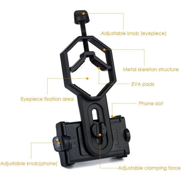 Universal bärbar smartphone-adapter för teleskop, monocu