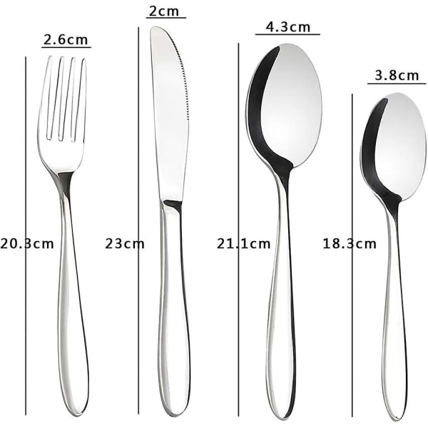 18/10 rustfritt stål bestikksett, bestikksett, gaffelkniv skjesett, 48 stk for 12 personer
