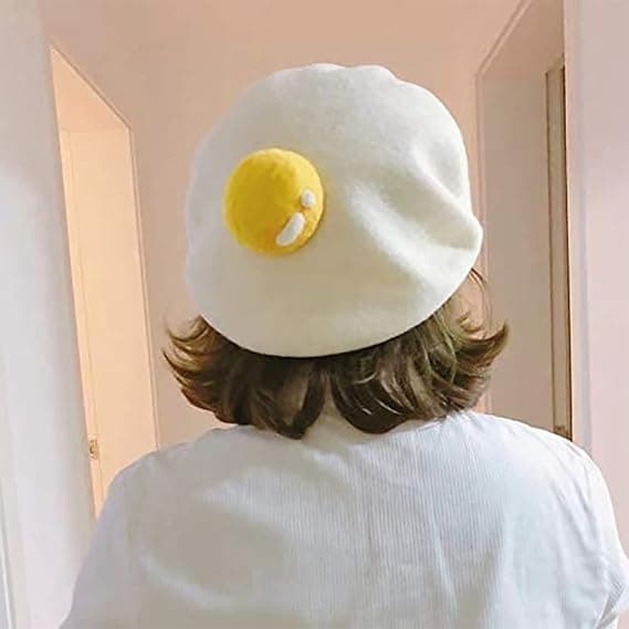 Vinter Beret Hat Søt Posjert Egg Myk Ullfilt Beret Håndlaget Maleri