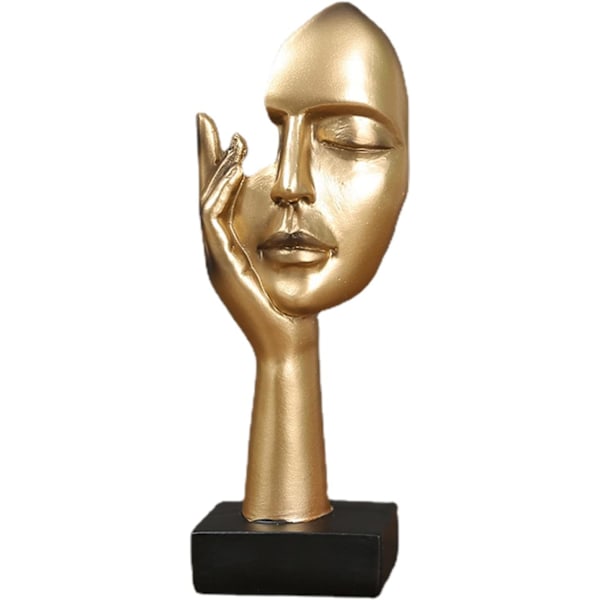 Tenkende Figur | Stille Gull Resin Skulptur Figur Borddekorasjon | Håndholdt Maske, Kreativ Tenker Figur, Personlig Statue Gold D section