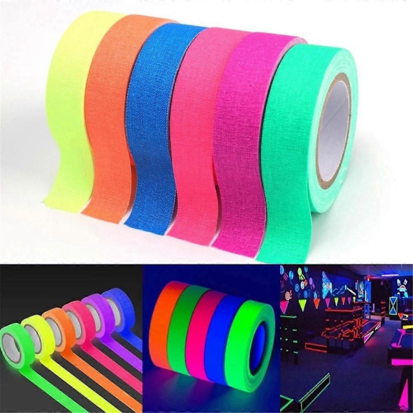 Bomullsremser Neon Party Tape Sikkerhetsvarsel Neon Tape UV Tape Scene Rekvisitter Bryllup Hjem