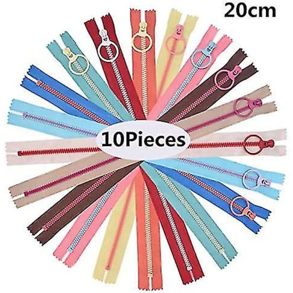Farverige Lynlåse, 10 Styk 20cm Harpiks Lynlåse Assorterede Farver Lynlåse Til Skrædder