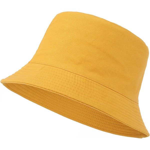 Bucket Hat Unisex Solhatt Ensfarget Menn Kvinner（Gul） yellow