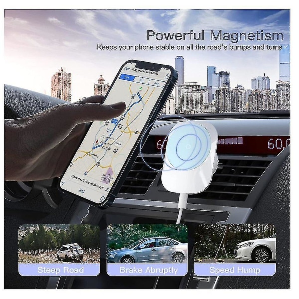 Magnetisk trådlös billaddarfäste, 15w Qi snabbladdningsställ Biltelefonhållare kompatibel med I-phone 12/12 Mini/12 Pro/12 Pro Max Samsung S
