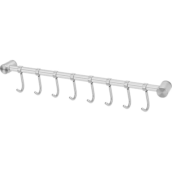 Ruostumattomasta teräksestä valmistettu keittiön ripustuskisko 8 koukun kanssa - Keittiön ripustuskisko, 50 cm Shibaod