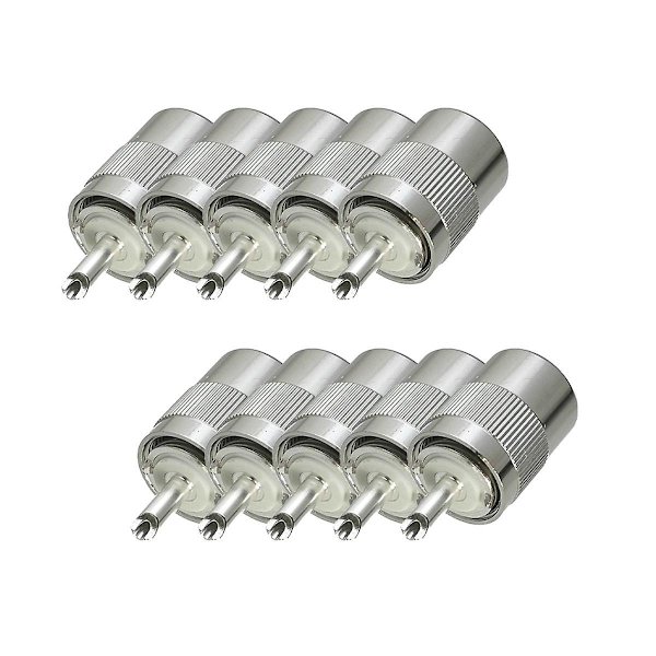 10 st Anslutningsdon Pl259 Uhf Hane Plug Lod för Rg58 Rg142 Lmr195 Rg400 Kabel Mässing