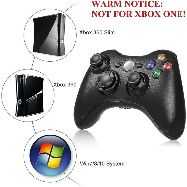 Langaton ohjain Xbox 360:lle, Xbox 360 Joystick Langaton Peliohjain Xboxille & Slim 360 PC:lle (musta)