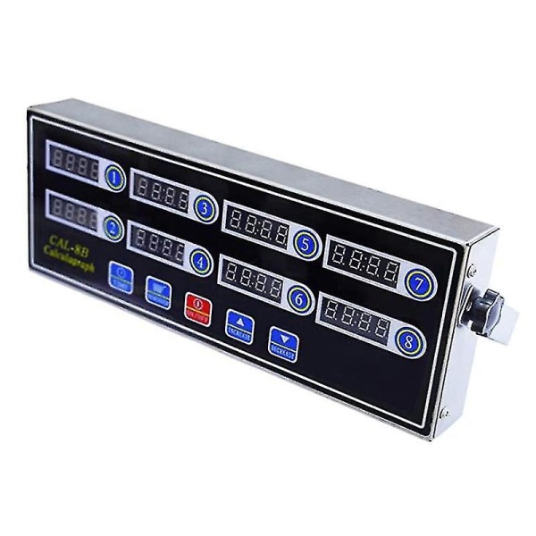 Kommerciel 8-kanals digital køkkentimer, rustfrit stål Calculagraph timer med alarm, ur