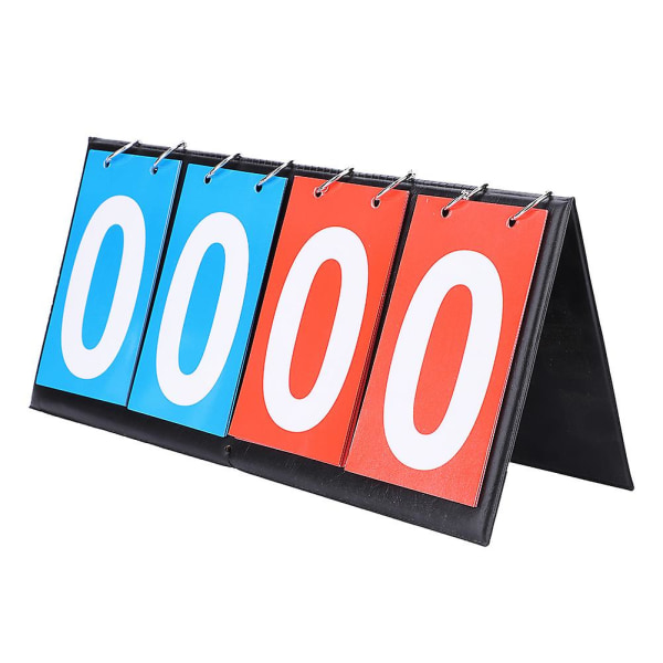 Bärbar Flip Sports resultattavla poängräknare för bordtennisbasket (4 siffrig röd blå)